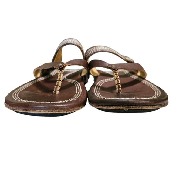 OluKai Brown Leather Thong Sandals Beach Hawaii Boho  8 - Picture 3 of 10